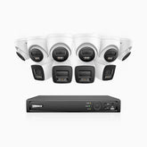 H800 - 4K 16 Channel PoE Security System with 4 Bullet & 6 Turret Cameras, Human & Vehicle Detection, Color & IR Night Vision, Built-in Mic, RTSP Supported